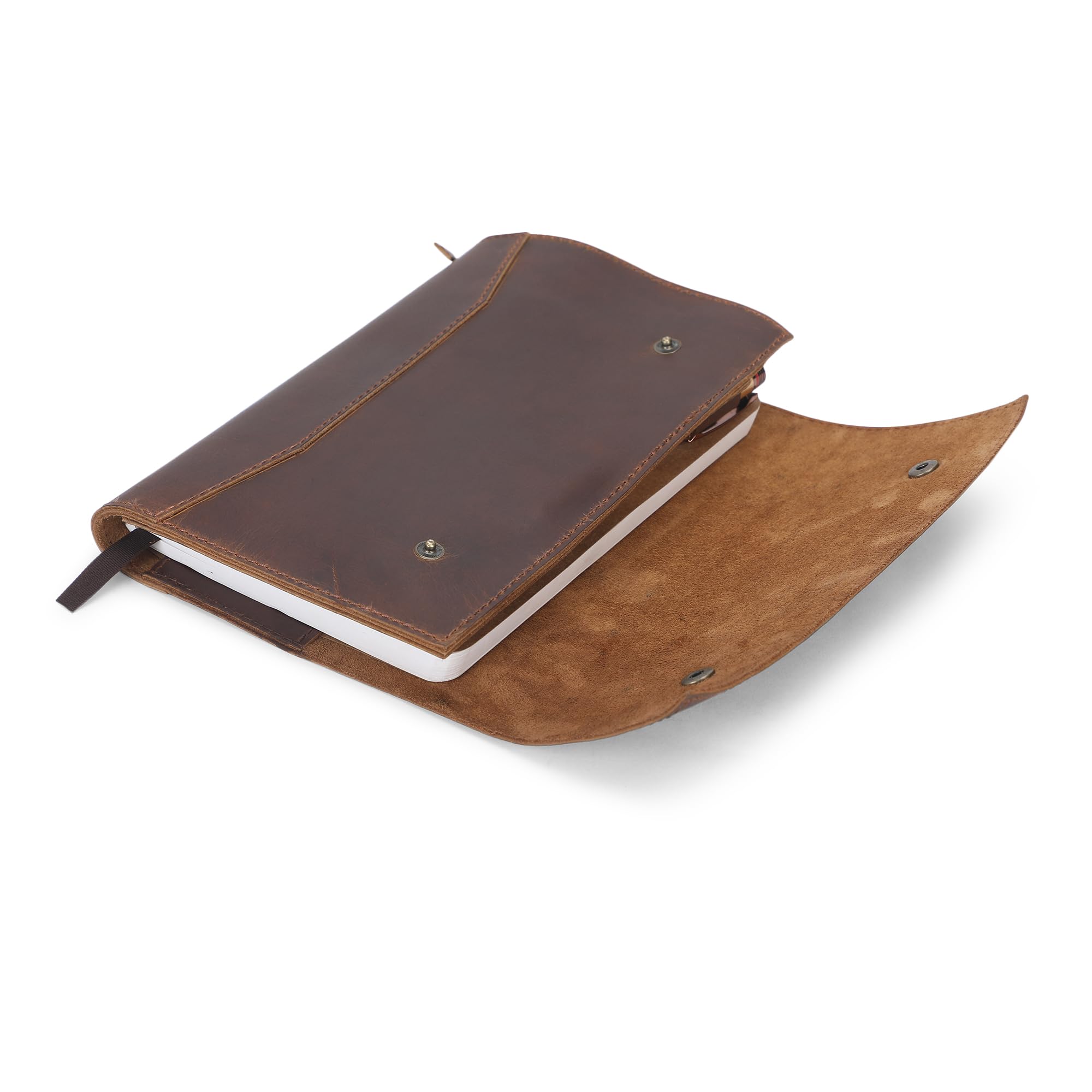 Rustikales Tagebuch aus Vollnarbenleder für A5-Notizbücher, passend für 14 x 21 cm Skizzenbücher und 14 x 21 cm Schreibblöcke, nachfüllbarer Leder-Notizbuch-Organizer mit Stiftschlaufe, 5