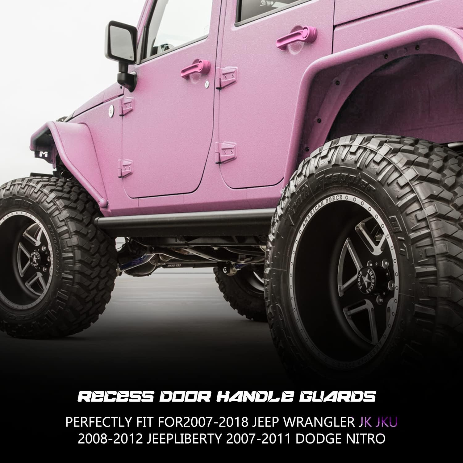 Camoo Door Handle Cover Inserts & Tailgate Handle Cover ABS Exterior Door Accessories for Jeep Wrangler JK 2007-2018 4 Door / 2008-2012 Jeep Liberty / 2007-2011 Dodge Nitro 5pcs (Pink)