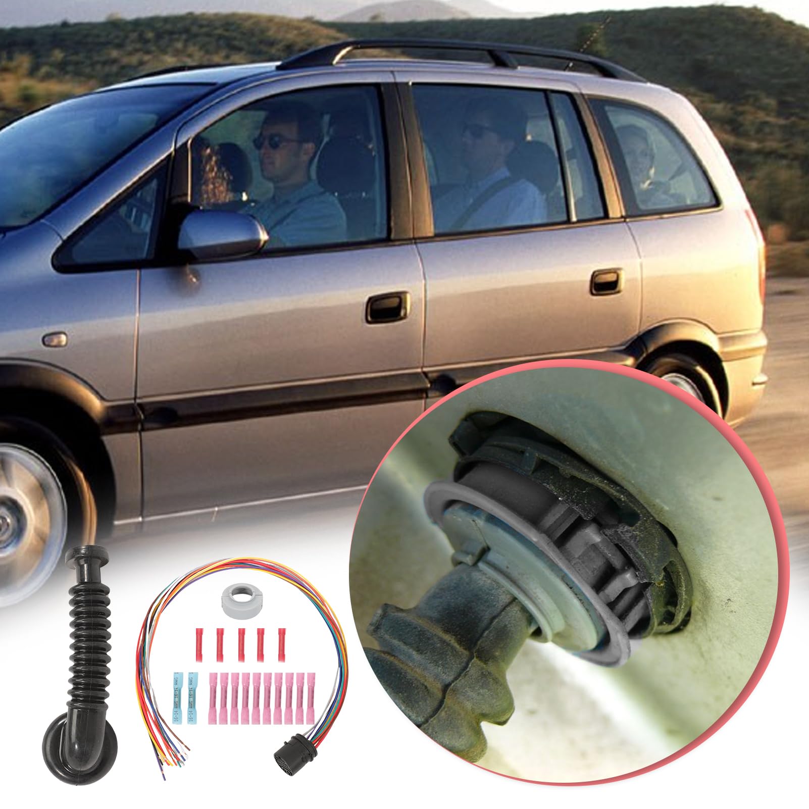 Kit di riparazione cablaggio 13158679 compatibile con Zafira B 2005-2014 cablaggio per portiera posteriore con tubi in silicone ricambio 1284222 1284223 13158680 93189351