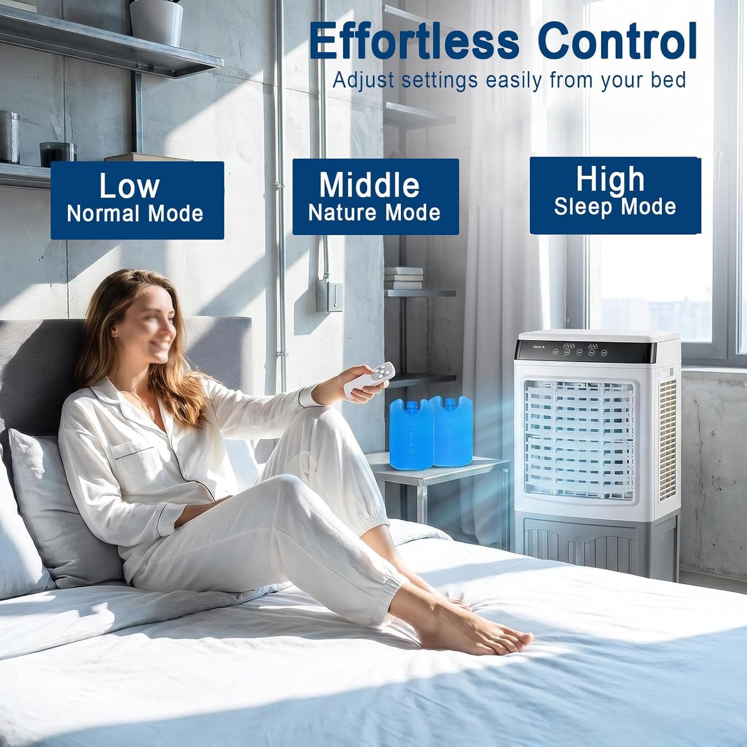 Refroidisseur d'air par évaporation avec réservoir d'eau, climatiseur portable avec 3 vitesses, minuterie 12 h, ventilateur de refroidissement pour garage, usage commercial, climatisation industrielle