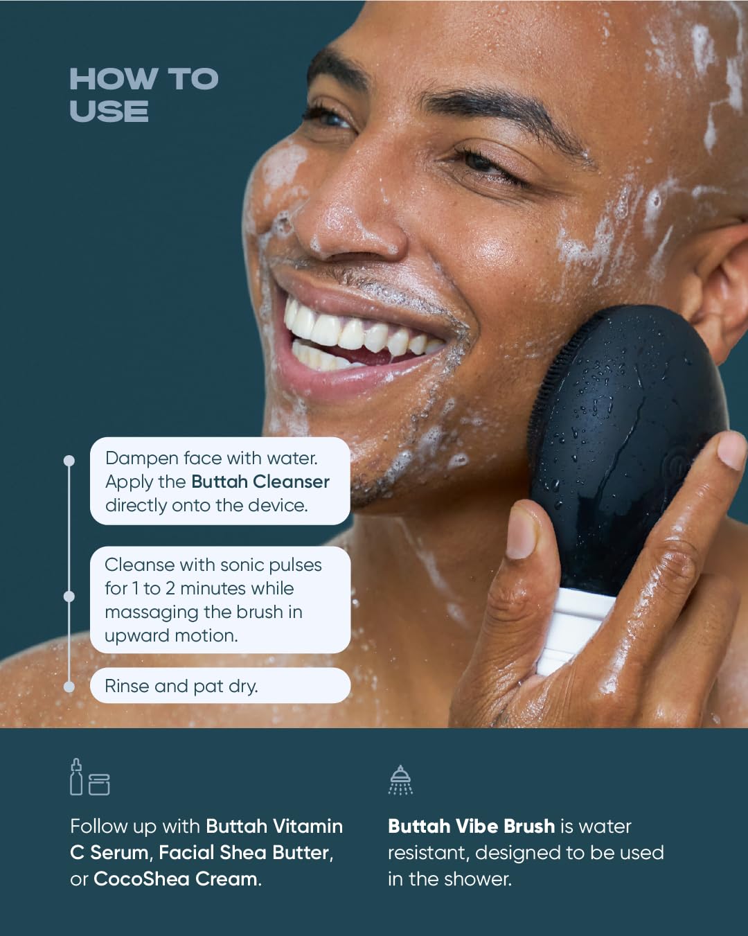 Buttah Skin by Dorion Renaud Buttah Vibe Cleansing Brush with Stand – New & Improved Technology for Deep Cleansing & Gentle Exfoliation - Sonic Pulsating Face Brush - 2-Speed for Men & Women