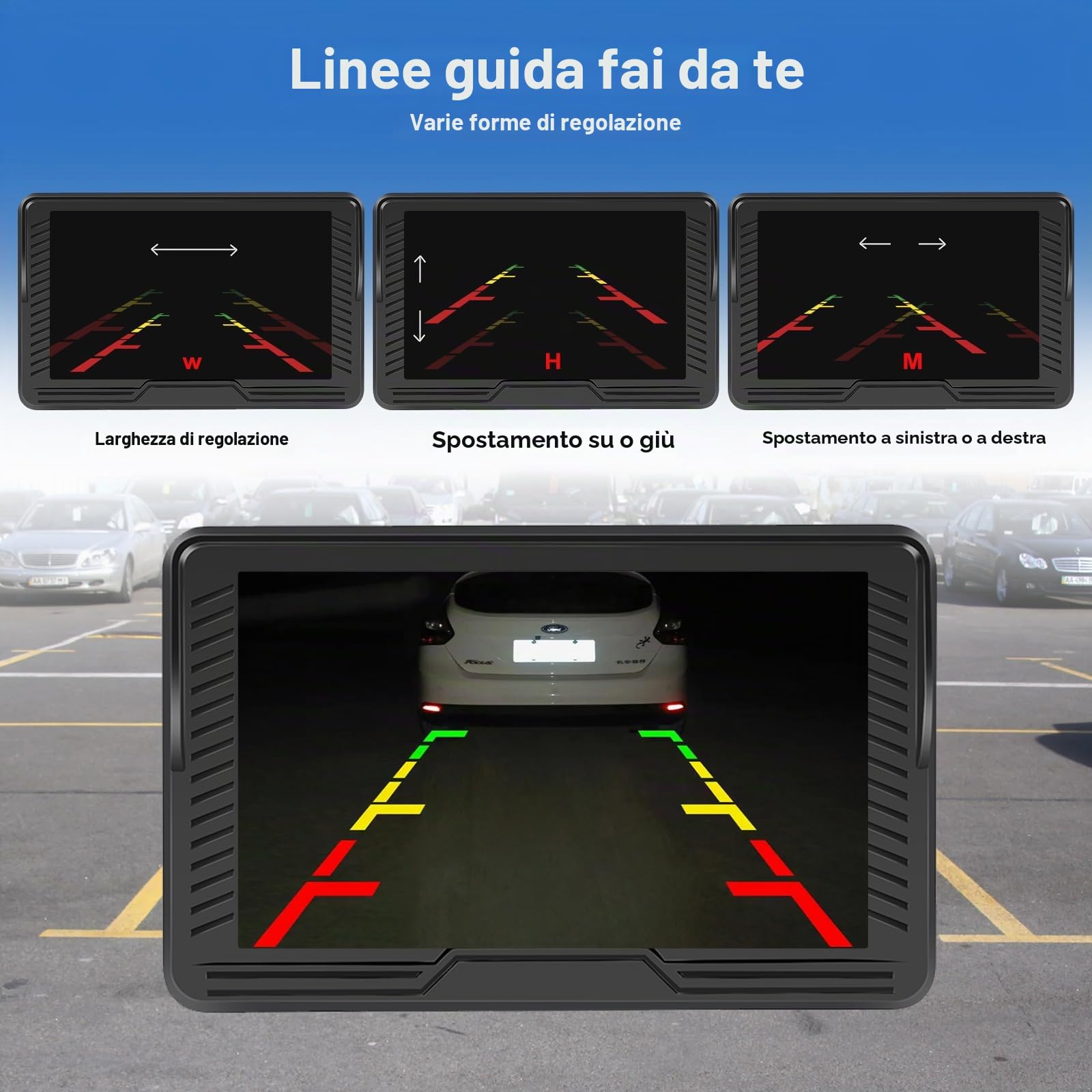 CAMECHO 5 Pollici Monitor per Auto, Kit Visione Notturna Telecamera Retromarcia Wireless con IP69 Impermeabile, Visione Notturna Telecamera Posteriore per Auto Minivan SUV-12V