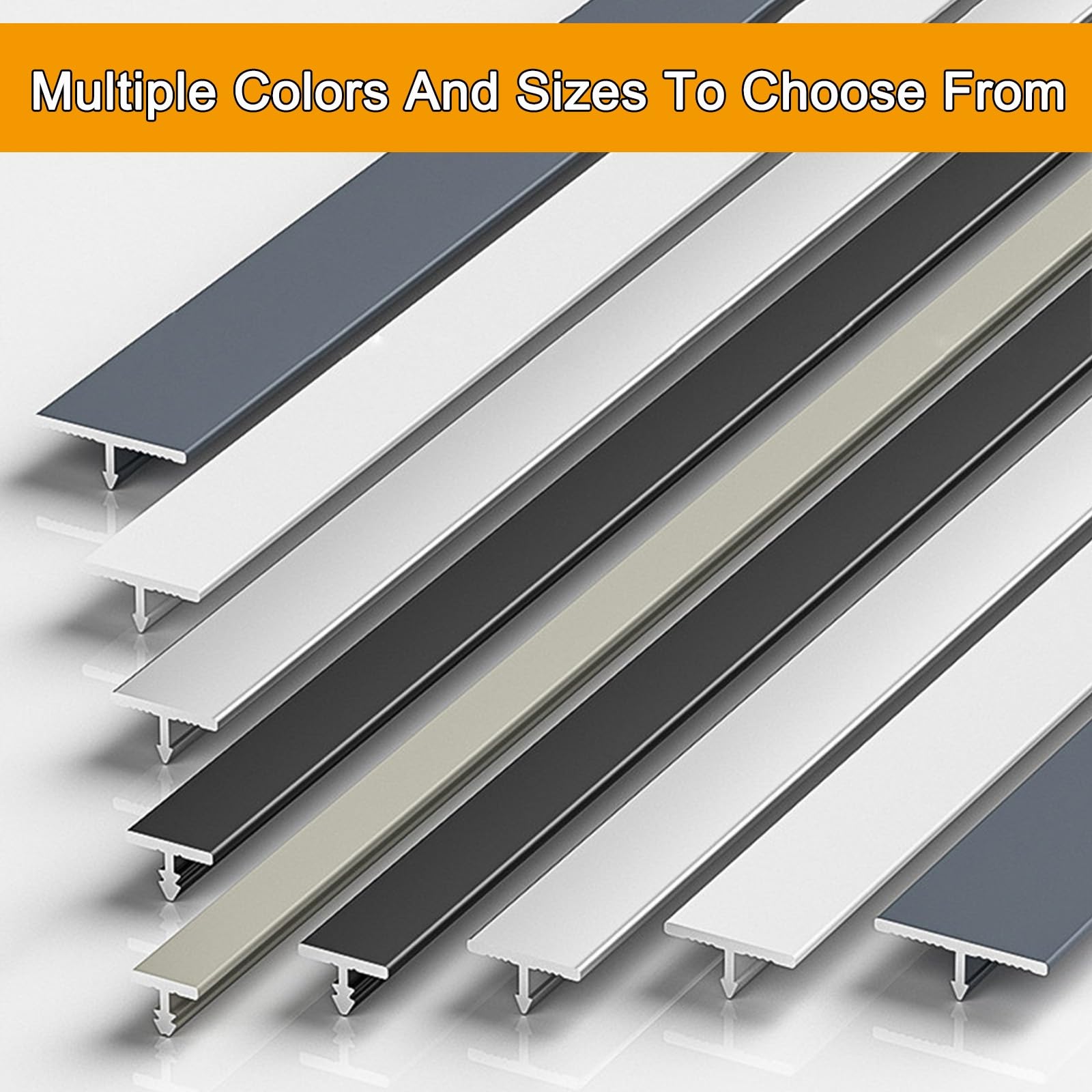 Aluminiowy profil T Trat, 100 cm, 3 sztuki, separator progowy podłogowy i listwa wykończeniowa, do drewna i płytek (biały, 15,0 mm)