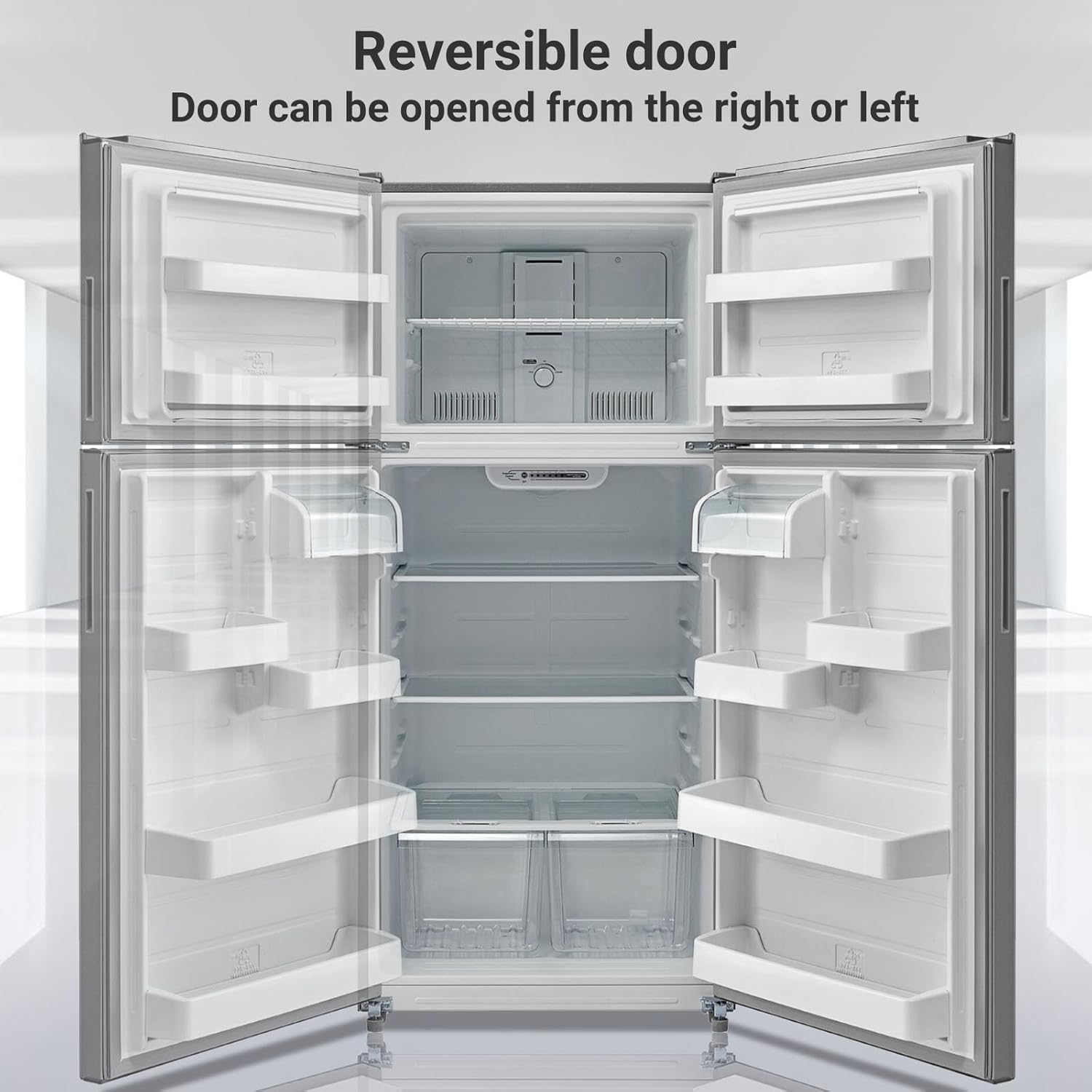 30" Freestanding Top Freezer Refrigerator, 18.0 Cu. Ft. Frost Free Refrigerator, Full Size Refrigerator with Freezer, Garage Fridge, Standard Depth, Stainless Steel