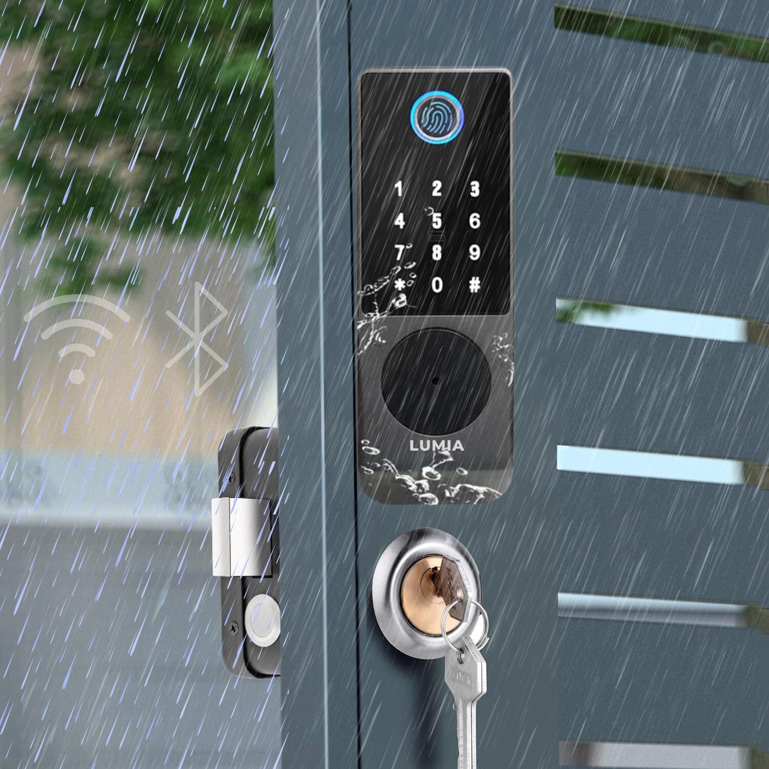 Lumia Rolex Waterproof Smart Rim Lock with Fingerprint, Bluetooth + WiFi, Mobile App, OTP, PIN, RFID Card and Manual Key Access for Steel, Metal, Wooden Doors (B0DG3KWYDR) Amazon Price History, Amazon Price Tracker