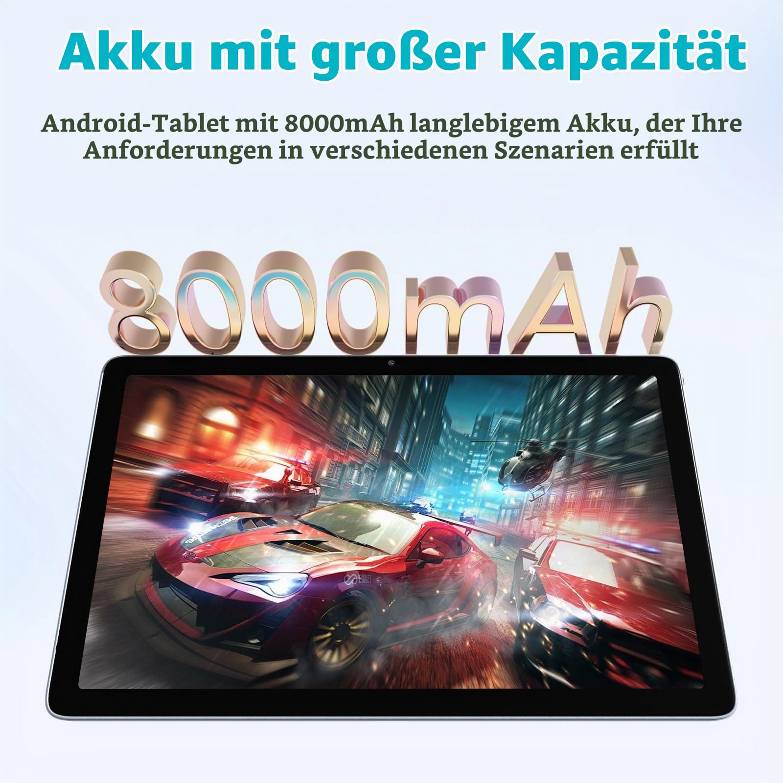 VASOUN Tablet,Android Tablet 10 Zoll,16GBRAM+128GB ROM,1TB Erweiterung,1280 x 800Pixels,2MP+8MP,8000mAh Batterie,Dual Kamera,WiFi Tablet mit Tastatur,Maus/Stift/Schutzhülle/Ladegerät
