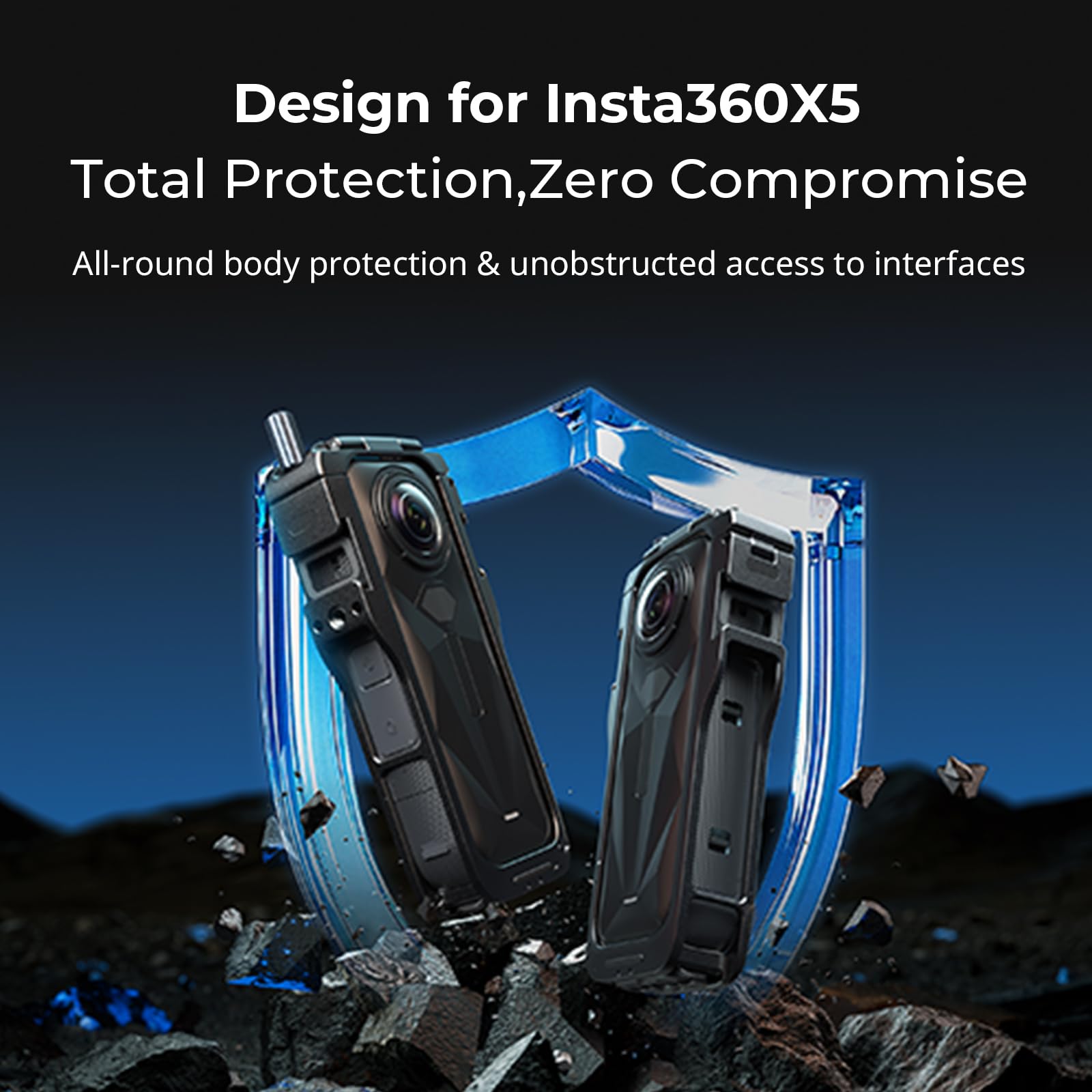 SMALLRIG Jaula para Accesorios Insta360 x5, Estuche Protector de Aleación de Aluminio con Liberación Rápida, Zapatas Frías y Roscas 1/4", Incluye Tapa de Lente de Silicona - 5195