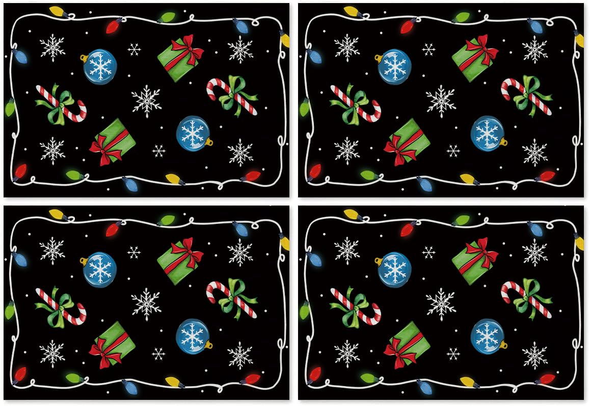 Set de table de Noël nappe lavable décoration intérieur maison et cuisine lot de 4