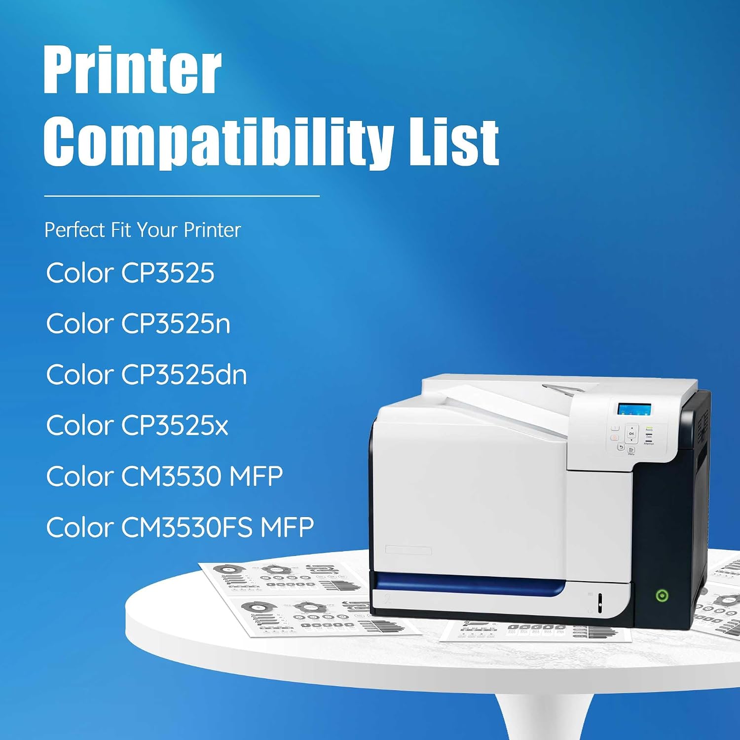 504A CE250A Black Toner Cartridge 1-Pack Replacement for HP 504A Toner Compatible for CP3525 CP3525n CP3525dn CP3525x CM3530 MFP CM3530fs MFP Printer