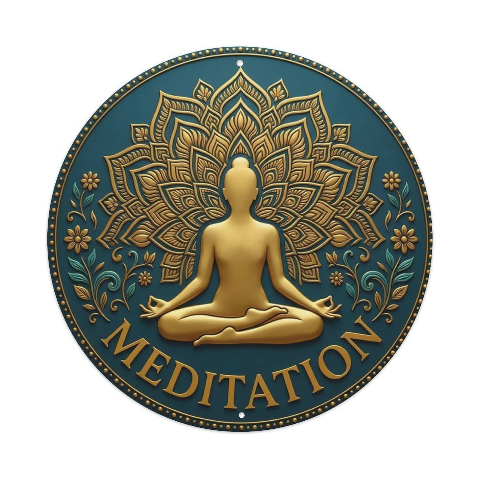 Vintage Meditation Flower Zen Yoga Metal Tin Sign