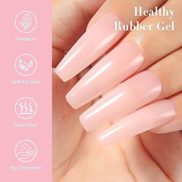 Nicedeco Base Rubber para Uñas Esmaltes Semipermanentes en Gel Base de Caucho UV/LED Soak-Off Colores Vibrantes y Duraderos 15ML 06 - 3