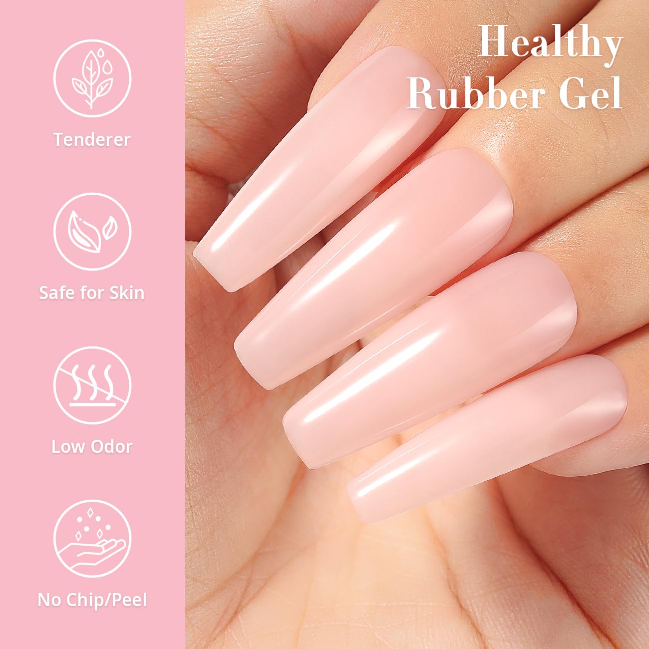 Nicedeco Base Rubber para Uñas Esmaltes Semipermanentes en Gel Base de Caucho UV/LED Soak-Off Colores Vibrantes y Duraderos 15ML 06 — view 3