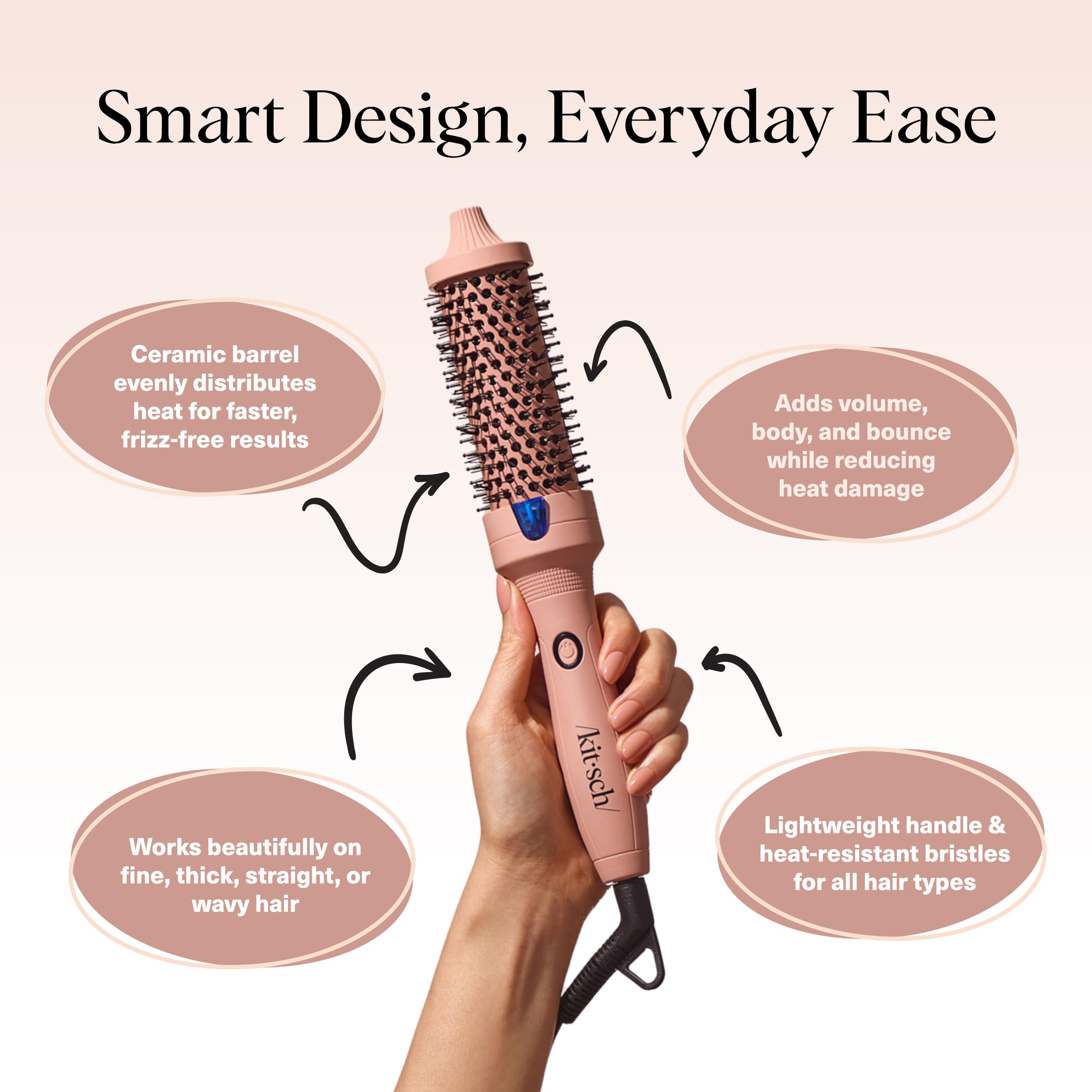 Kitsch Thermal Round Brush 1.5 in Ceramic-Coated Barrel, Terracotta