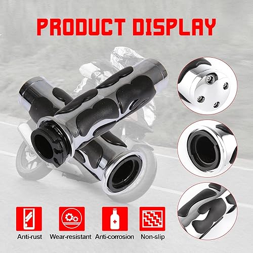 Miniatura 6 de INNOGLOW Empuñaduras de mano de motocicleta de 1 pulgada de cromo personalizado para barra de extremo de barra de aluminio para Suzuki Kawasaki