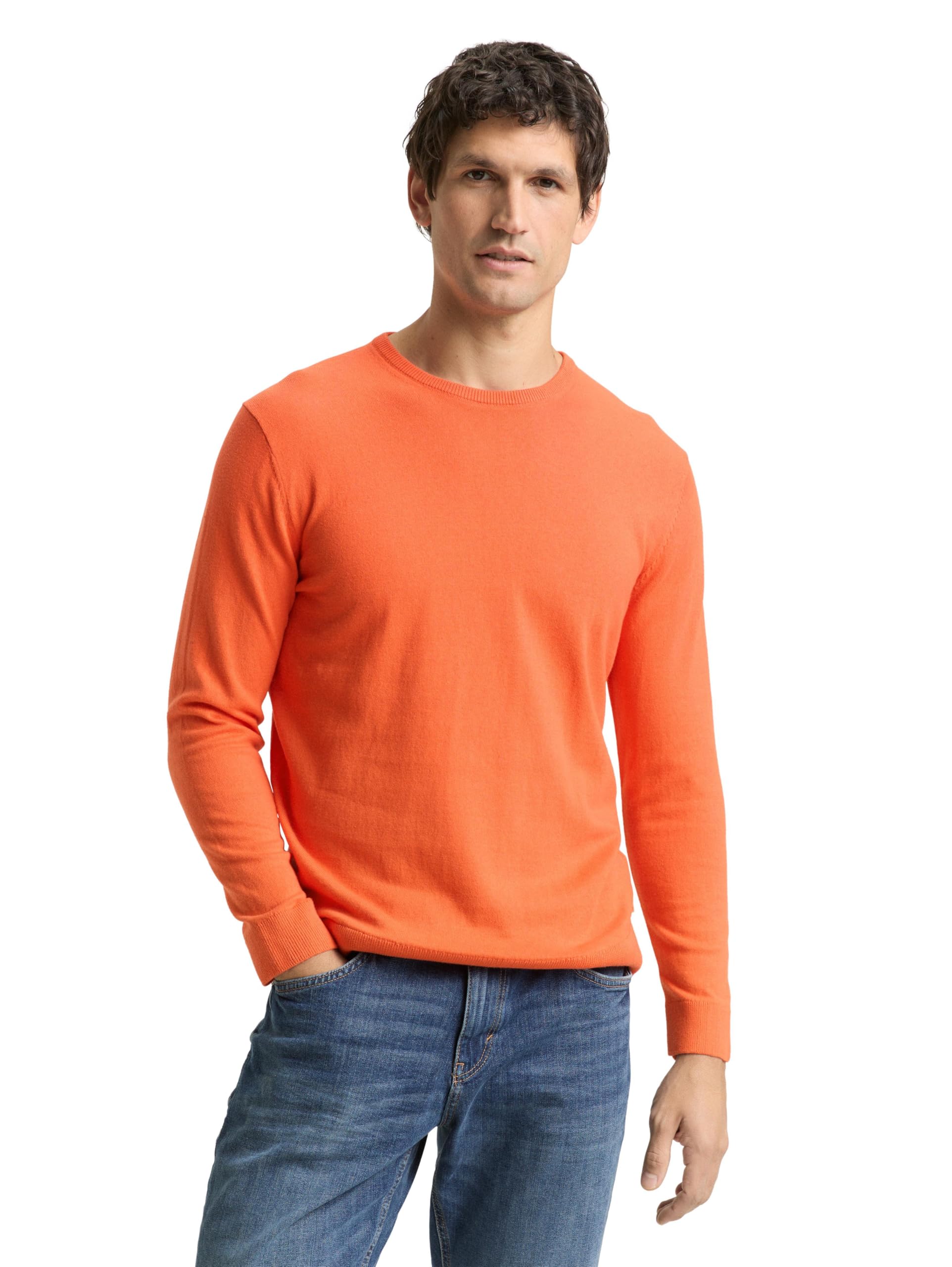 TOM TAILOR Herren Basic Strickpullover aus Baumwolle