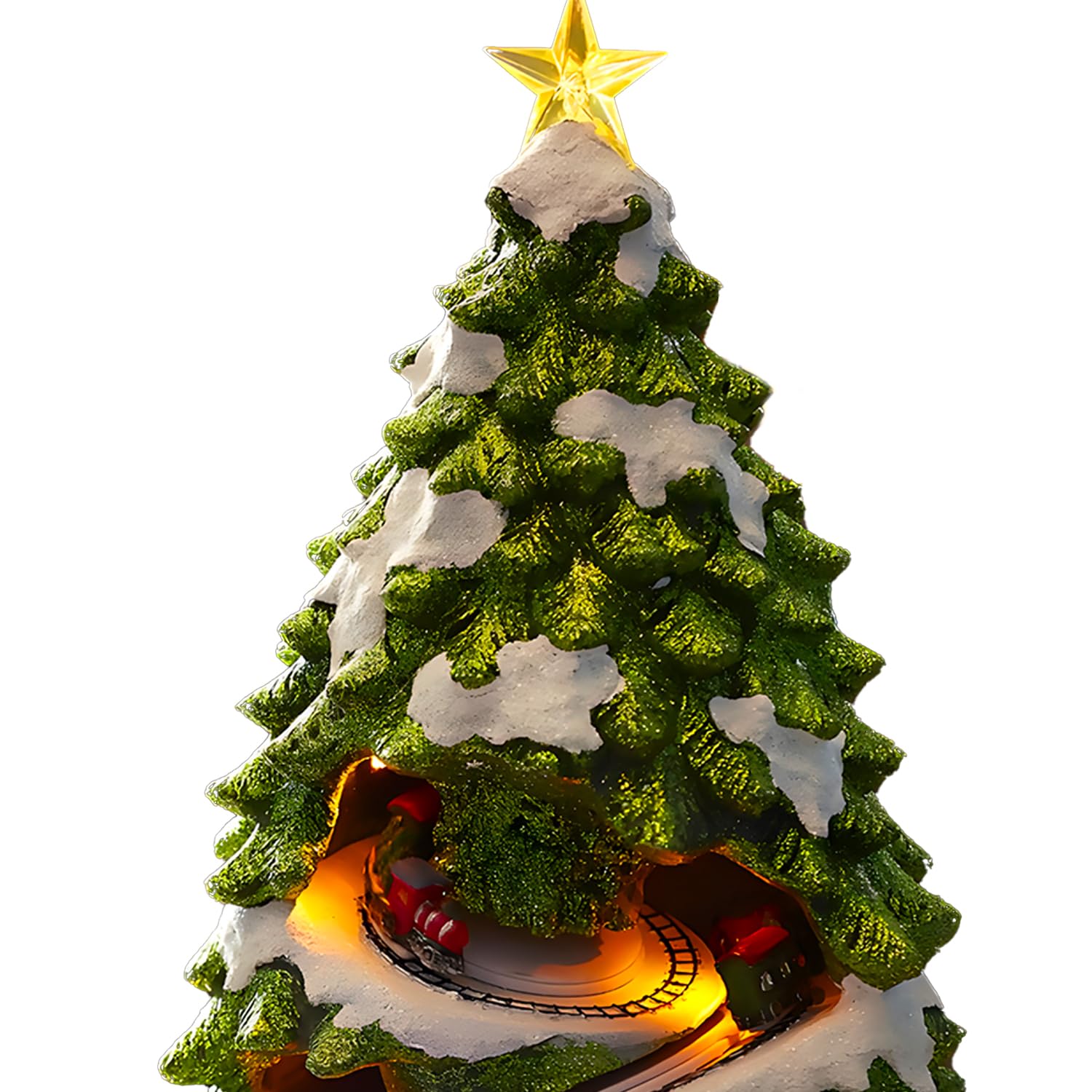 Wintem Albero di Natale Animato in Miniatura con Luci Led e Musica - Ottimo per Decorare Casa o Villaggi Natalizi - Decorato e Dipinto in Modo Artigianale con Materiali Resistenti 40x22x22cm