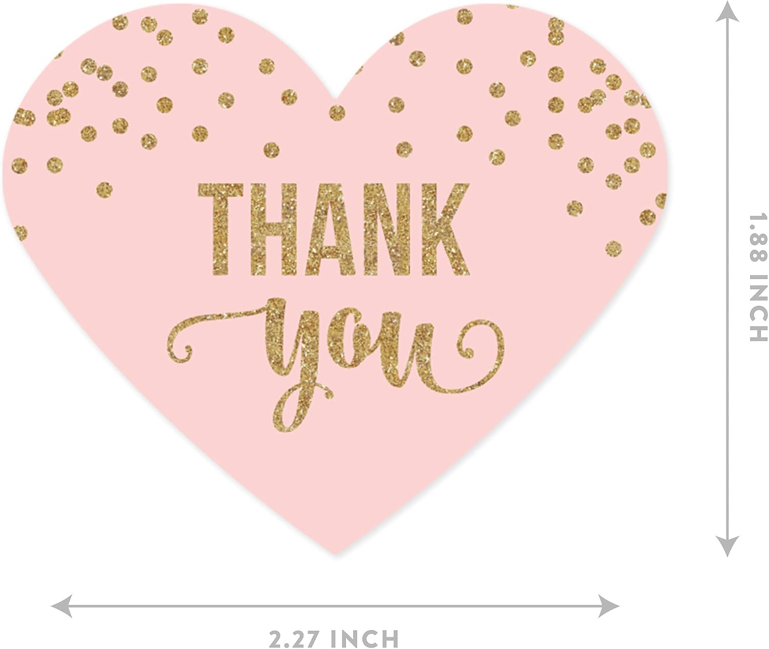 Andaz Press Blush Pink Gold Glitter Girl's 1st Birthday Party Collection, Mini Heart Label Stickers, Thank You, 75-Pack