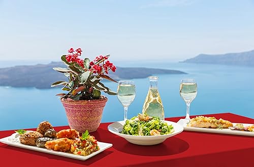 Miniatura 7 de REWOMC Paquete de 12 manteles de poliéster de 60 x 126 pulgadas para mesas rectangulares de 8 pies, resistentes a las manchas y a las arrugas,