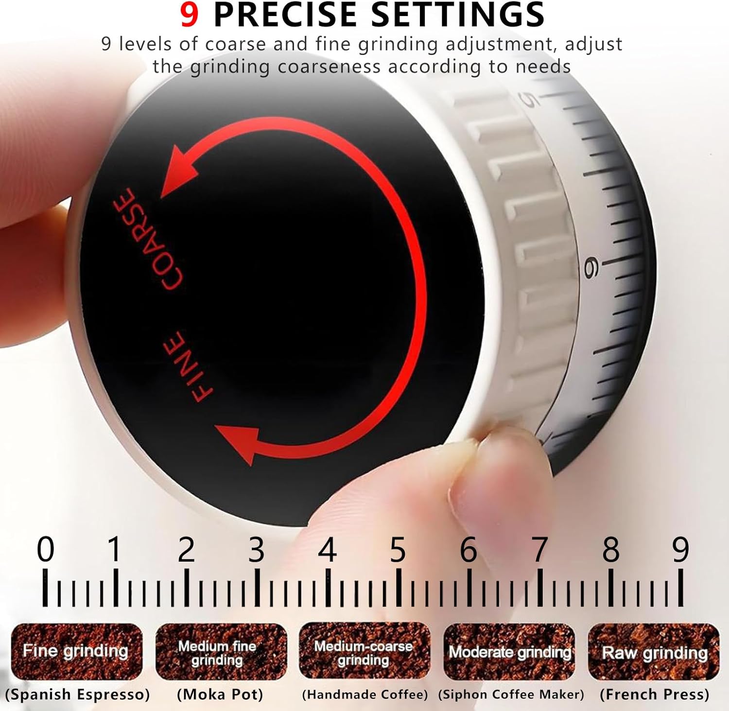 Quantitative Coffee Flat Burr Grinder,Digital Display,Professional Electric Coffee Bean Dosing Grinding Machine,64 mm Stainless Steel Disc Beige