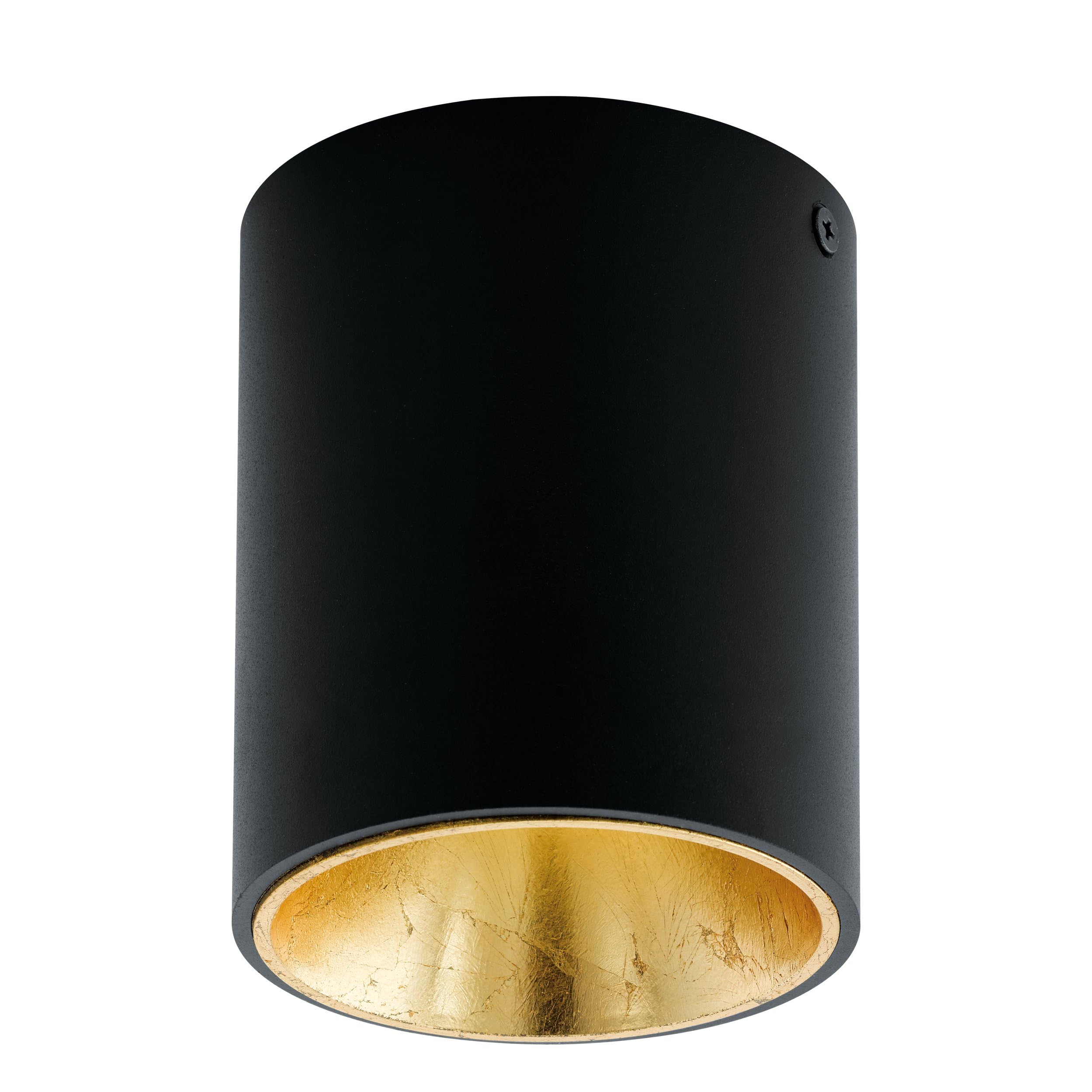 EGLO LED Deckenleuchte Polasso, Deckenlampe aus Metall in Schwarz und Gold, Wohnzimmerlampe warmweiß, Ø 10 cm