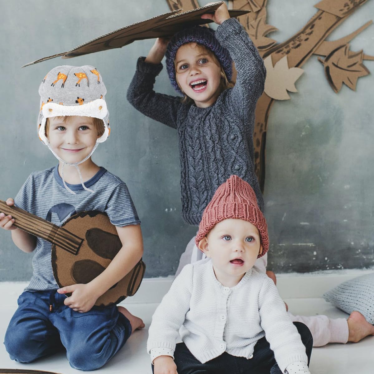 VALICLUD Gorro de Esquiar Gorro Termico con Orejeras Sombrero de Invierno para niños pequeños cálido con Motivo de de protección para los oídos para niños algodón