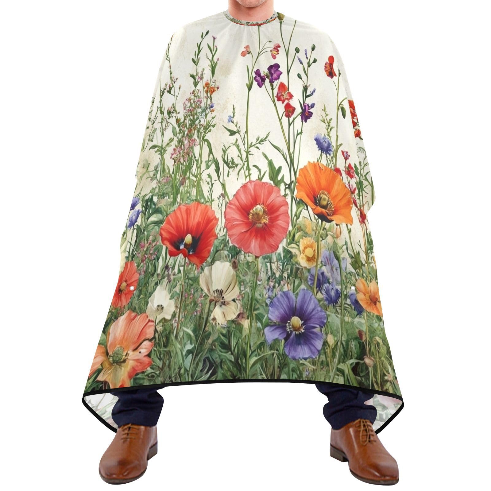 Poppy Flowers Barber Cape Waterproof Polyester Hair Cutting Salon Cape Adjustable Neckline Hair Hair Cutting Beard Hairdressing Cape Accessories 55×64 Inch-image-22