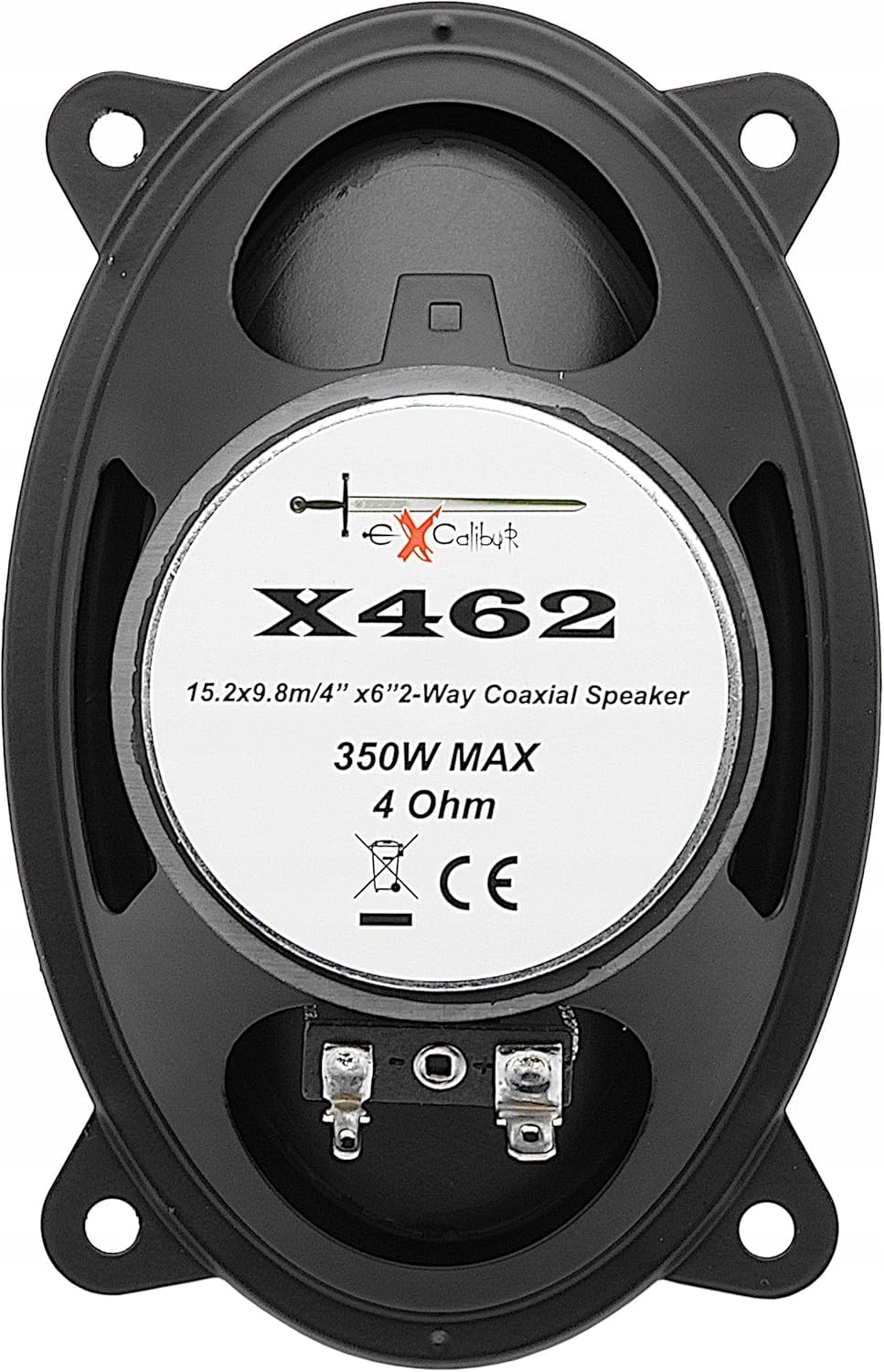 Excalibur X462 – Altoparlanti Coassiali Auto 4x6" (10x15 cm), 2 Vie, 350W Max, 100W RMS, Impedenza