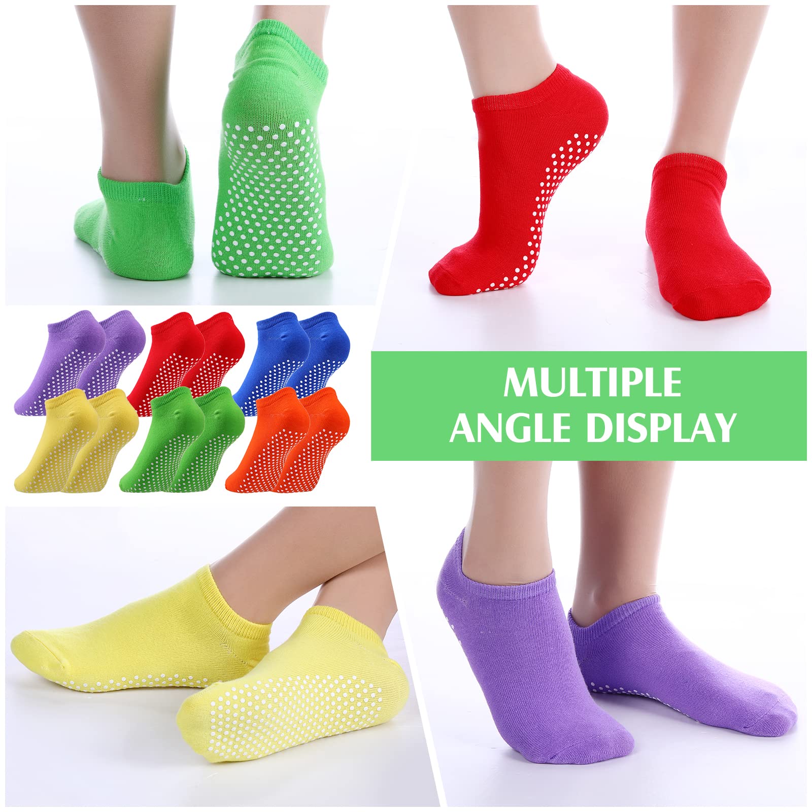 Janmercy 36 Paar rutschfeste Socken Damen Sport Yoga Pilates Socken Pantoffel Socke mit Griffschutz