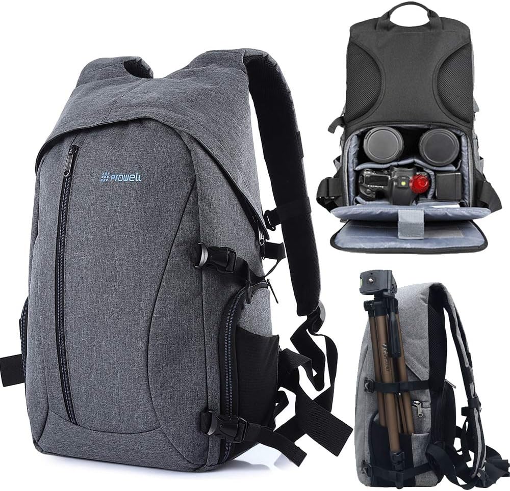 Photographer Backpack DSLR Camera Backpack with Rain Cover Multi-Pocket Large Capacity Waterproof Anti-Theft Tripod Holder for Outdoor Travel Daily Use (Grey)