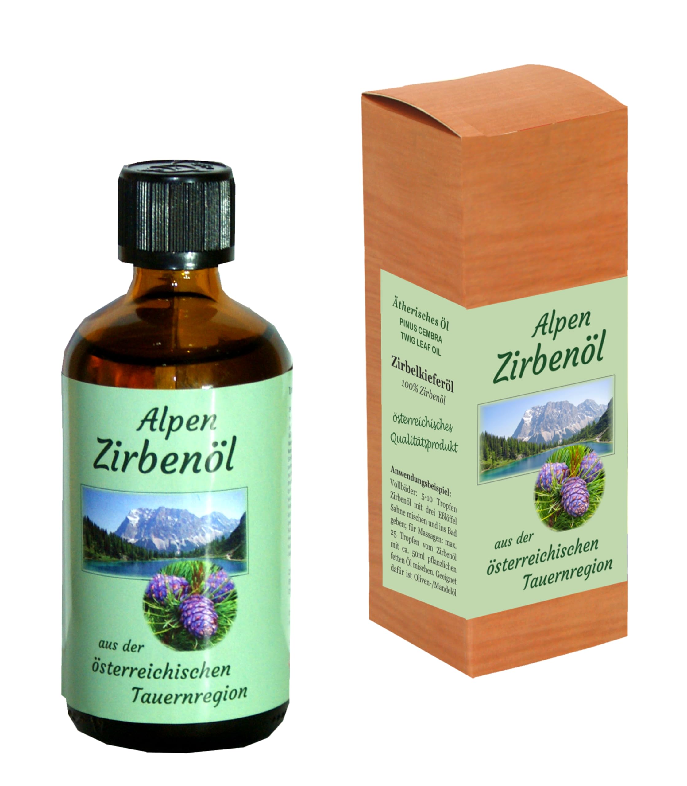Alpen-Zirbenöl, hochwertiges Zirbenöl aus der Tauernregion Österreich; Bedarfsmittel als Duftöl, Raumduft-Diffuser, zur Aromabeduftung;(100 ml)