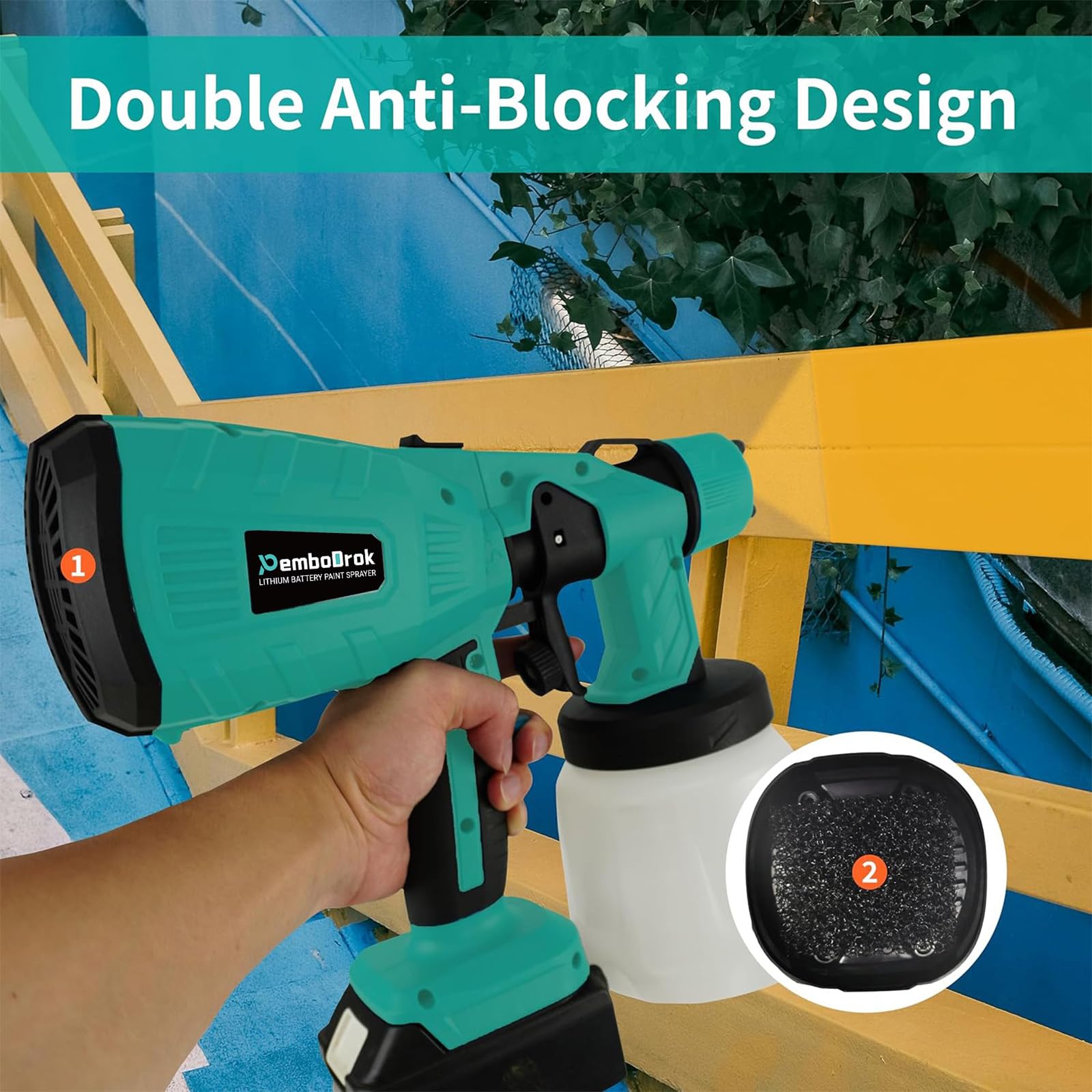Kit de pulverizador de pintura inalámbrico HVLP de mano con batería de
