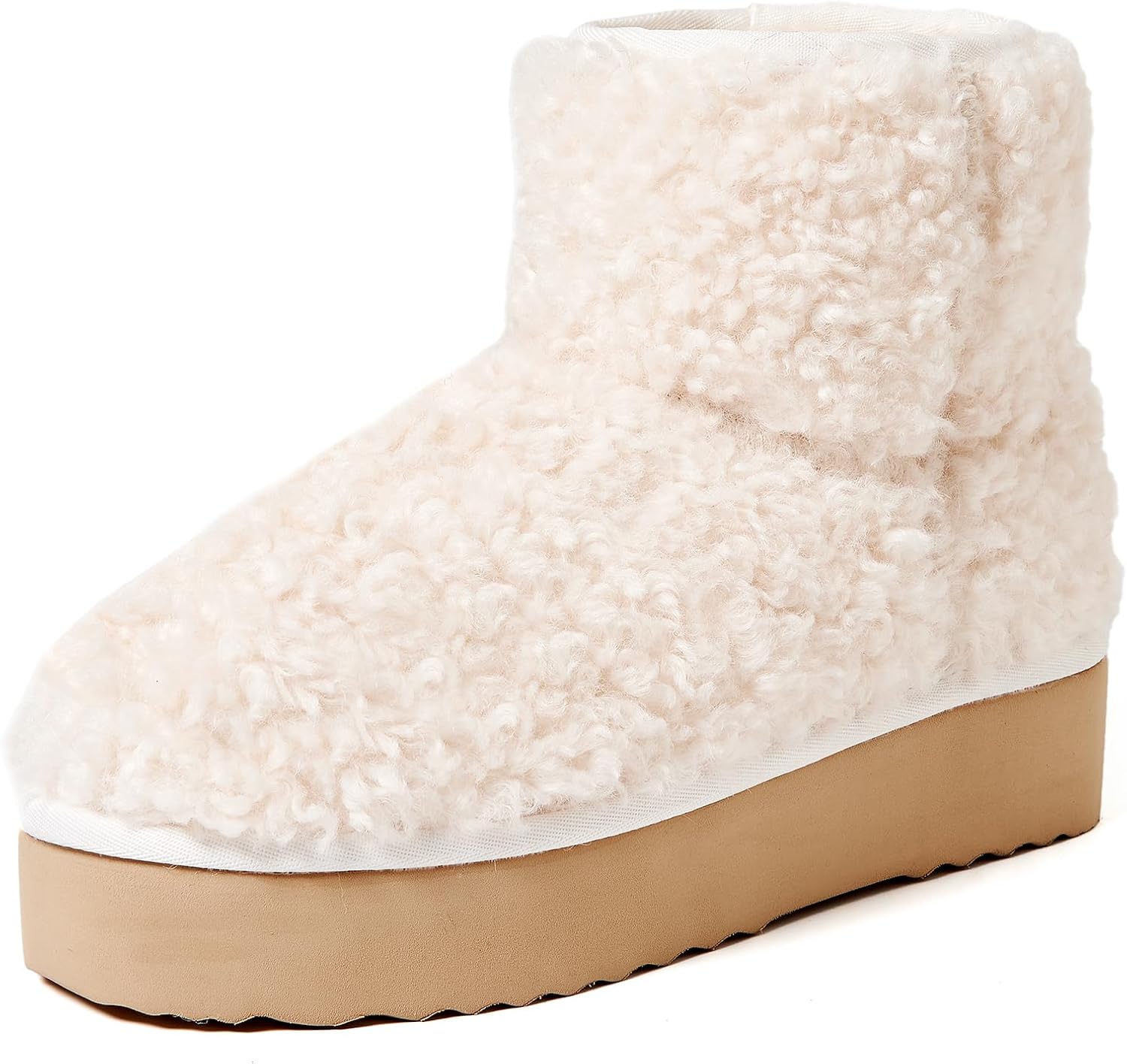 AUSLAND Women‘s Platform Faux Fur Winter Sonw Ankle Boots Fleece Lined Warm Comfortable Outdoor Anti-Slip Boots 9358