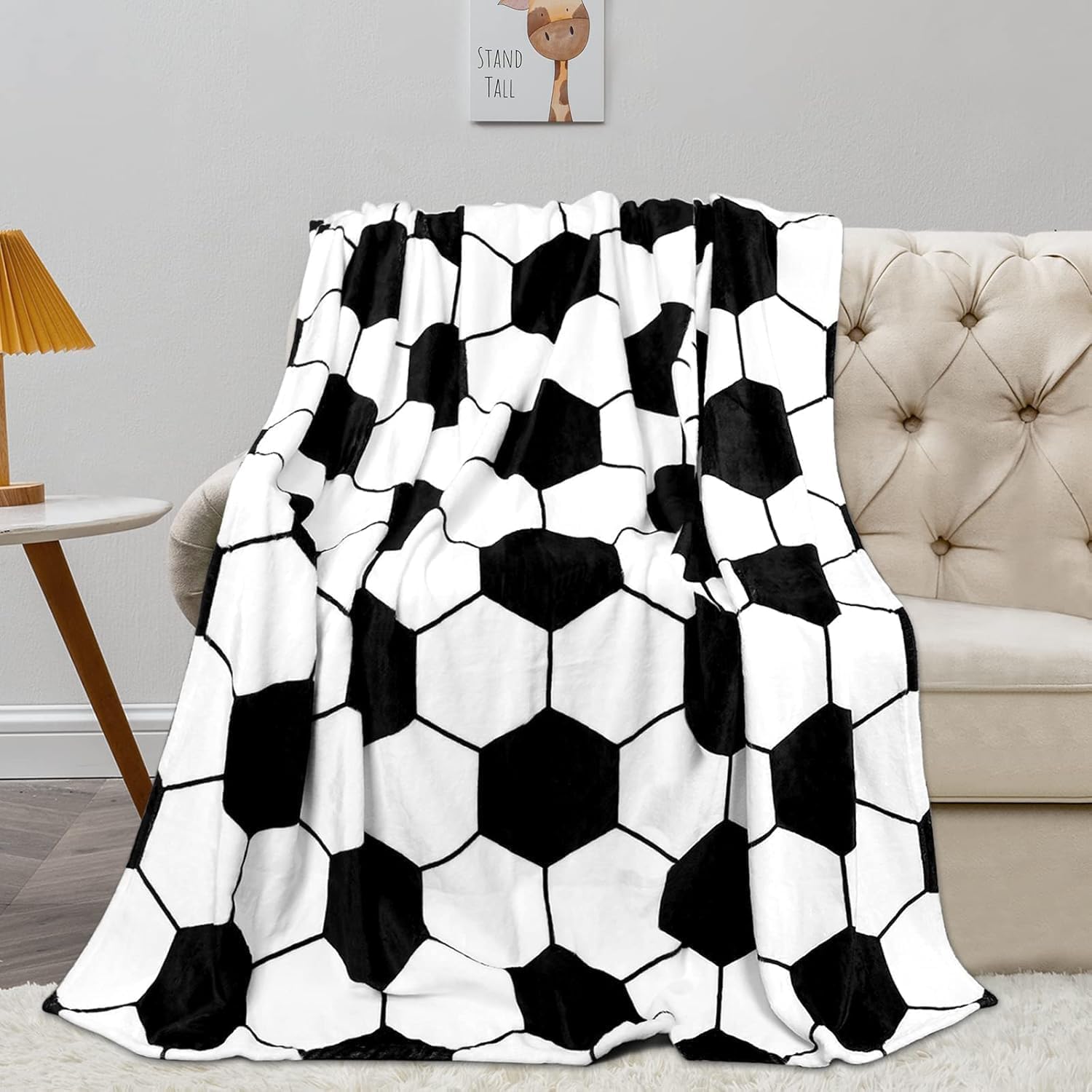 DCOOLGO Soccer blanket, Fleece Thin Blankie Sofa Throw - Versatile Blanket Fluffy Soft Throw for Bed and Couch Throw/Single150x125CM