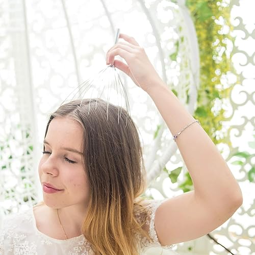 Miniatura 7 de USAGA - Masajeador de cabeza, masajeador de cuero cabelludo, rascador de cabeza de 20 dedos para la relajación del cuero cabelludo (plateado)