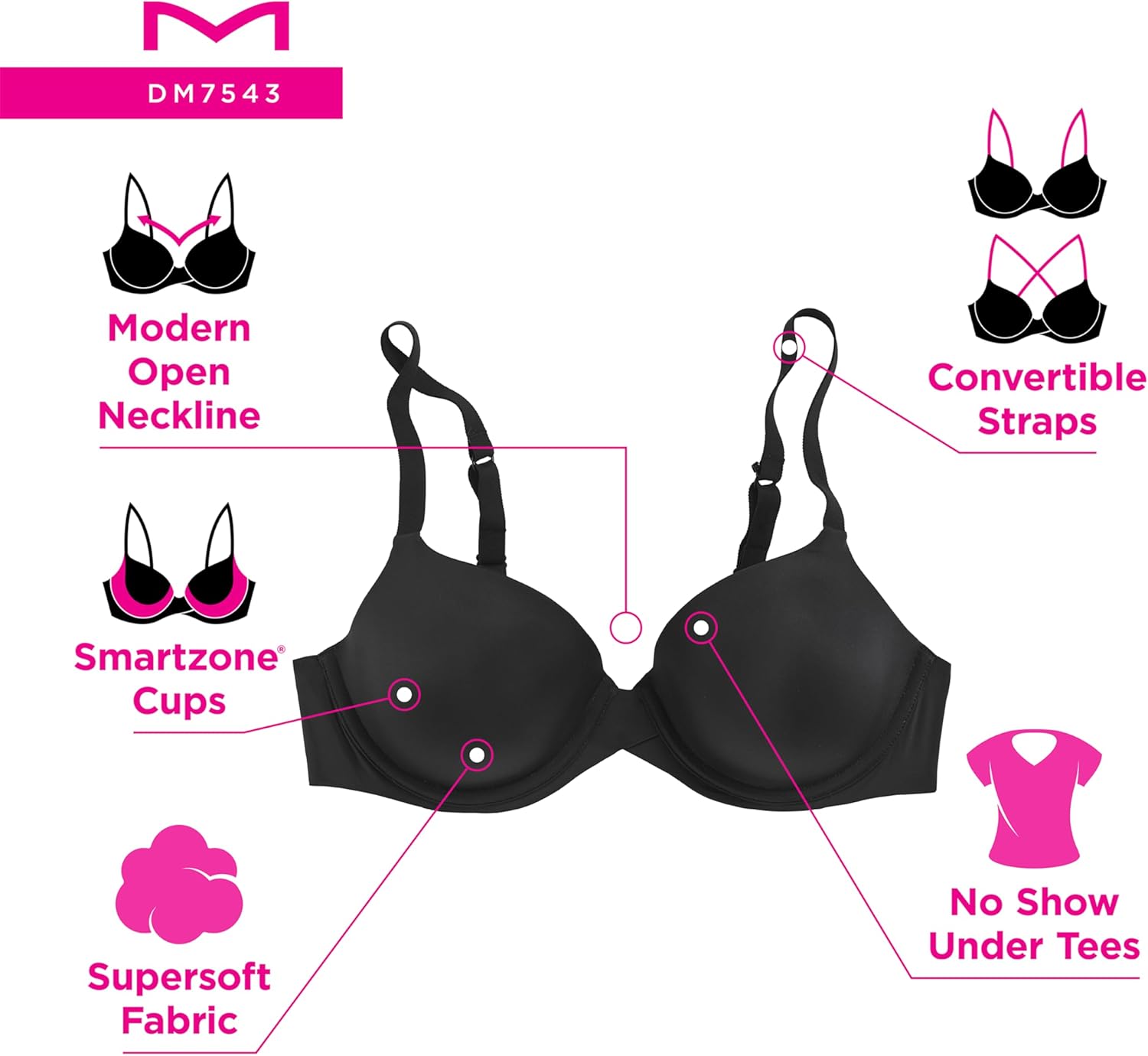Maidenform Women's Demi Underwire Bra, One Fab Fit Lightly Padded Bras for Women, Convertible Straps (Plus - Image 4