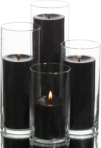 Miniatura 1 de Eastland - Juego de 4 soportes cilíndricos y velas de pilar Richland color azul marino