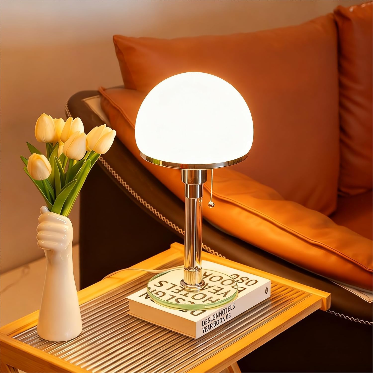 Nordische Moderne LED-Pilzlampe schreibtischlampe, Schreibtisch-Leselampe, Schlafzimmer-Nachttischlampe,pilz lampe, Glas-Bauhaus-mushroom lamp, tischlampe mit kabel,3 Helligkeitsmodi.
