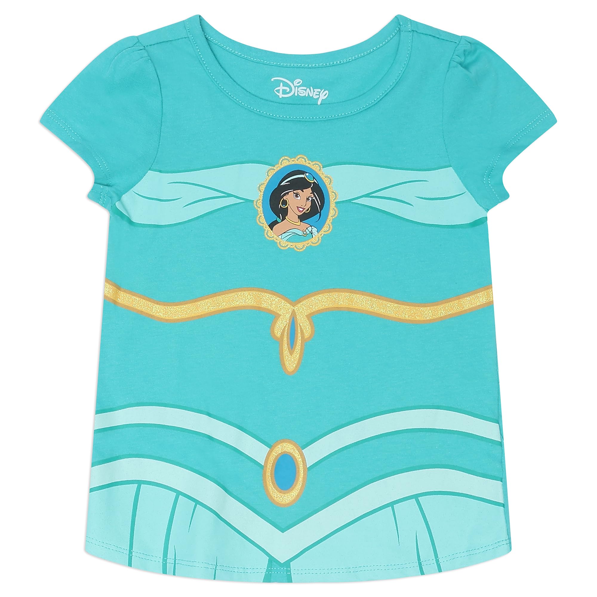 Disney Set di 5 magliette a maniche corte da principessa, alla moda