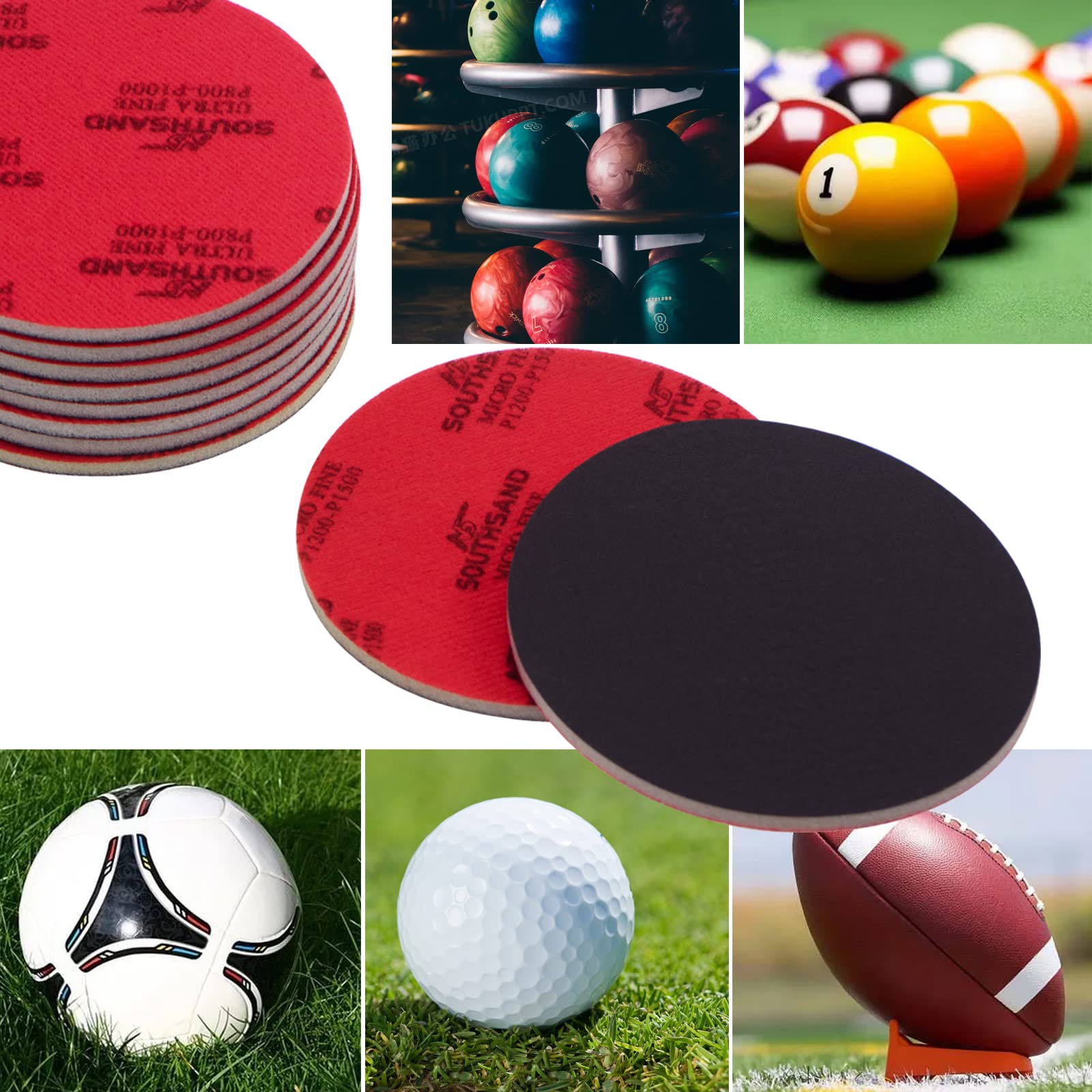DAZZLEEX Juego 24 Almohadillas De Pulido Para Bola De Bolos: Granos 500 A 3000, Acabado Profesional En Casa