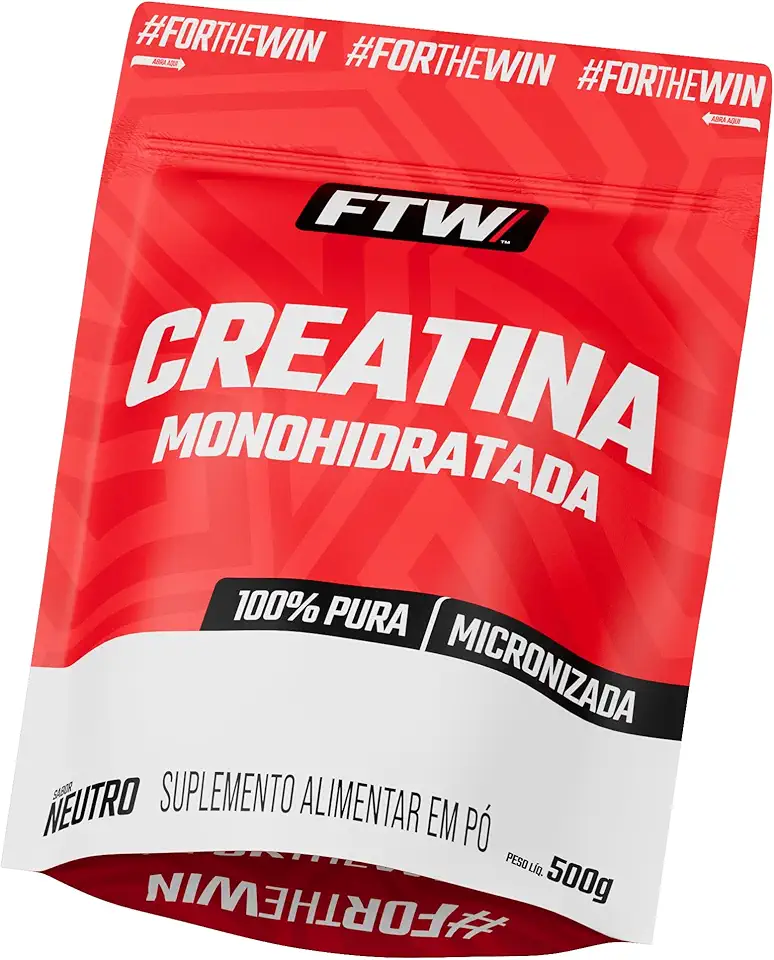 FTW Creatina Monohidratada 100% Pura - Explosão de Energia, Força e Resistência - Absorção Rápida para Ganho de Massa e Performance (Refil 500G)
