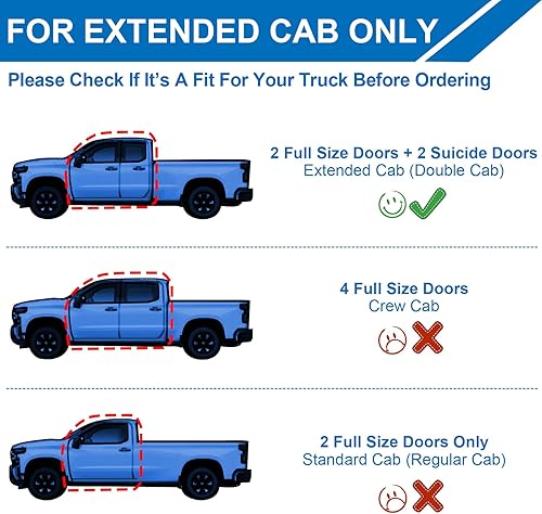 Miniatura 2 de Estribos aptos para Chevy Silverado GMC Sierra Extended Cab 2007 2008 2009 2010 2011 2012 2013 2014 2015 2016 2017 2018 2019 Chevy Silverado GMC