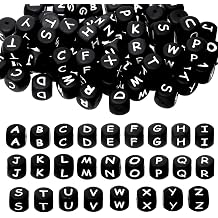 Tupalizy 12mm Silicone Letter Beads A-Z Square Alphabet Beads Cube Charms for Bracelets Keychains Necklaces Lanyards Jewelry Making Pens DIY Stringing Crafts Projects Party Favors Gifts,78PCS,Black