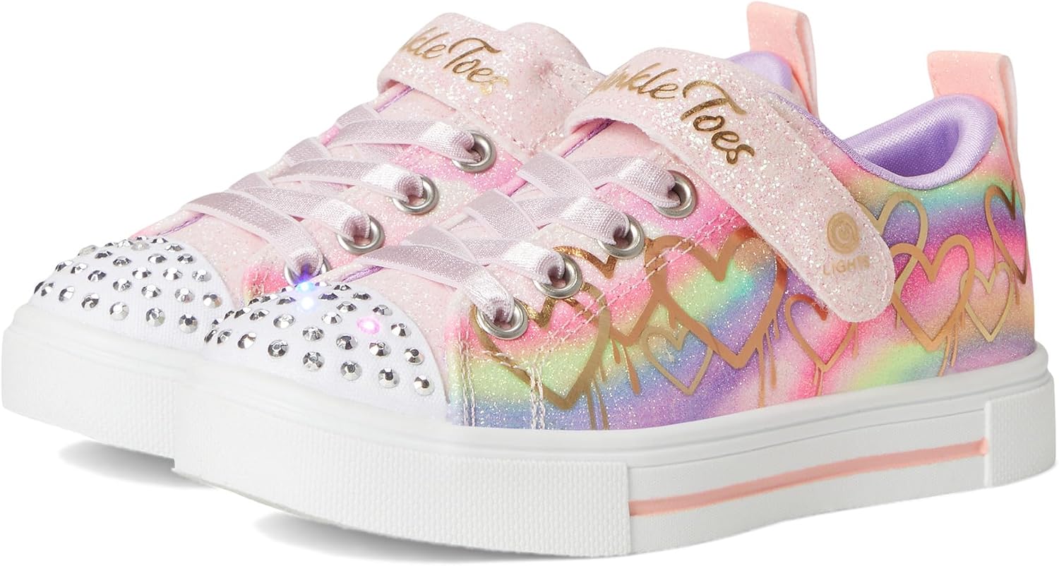 Skechers Girls' Twinkle Sparks-Ombre Love | Casual, Light-Up, Twinkle Toes, Glitter Trim, Adaptive Closure