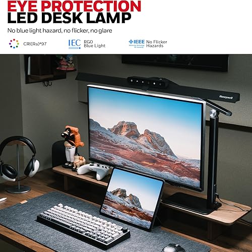 Miniatura 2 de Honeywell HJ1BK Sunturalux Lámpara de escritorio LED con base para oficina en casa, lámpara de escritorio para oficina en casa, 1200 lúmenes, 4