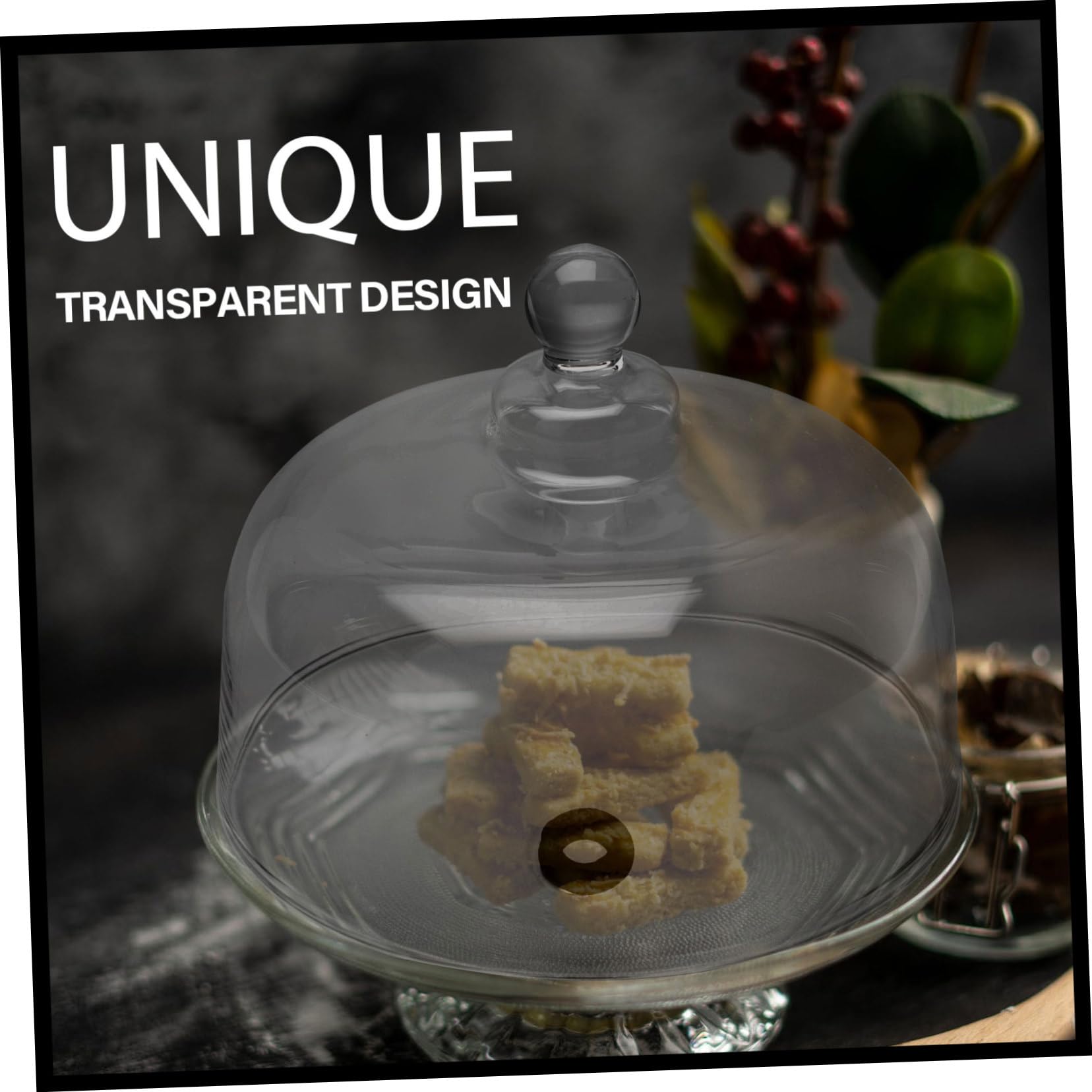 Couvercle Transparent pour Plat en Verre, Cloche Dessert 1 Pièce