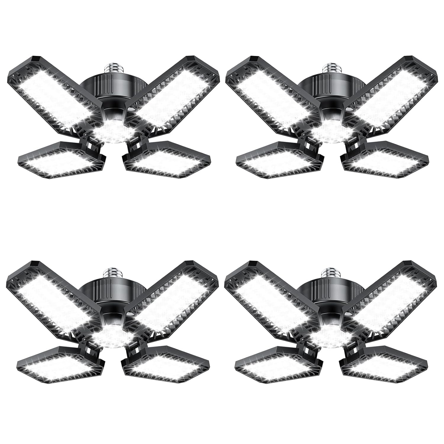 Garage Light 4 Pack 120W 12000LM LED Lights for Garage with 4 1 Deformable Panels 6500K Screw in