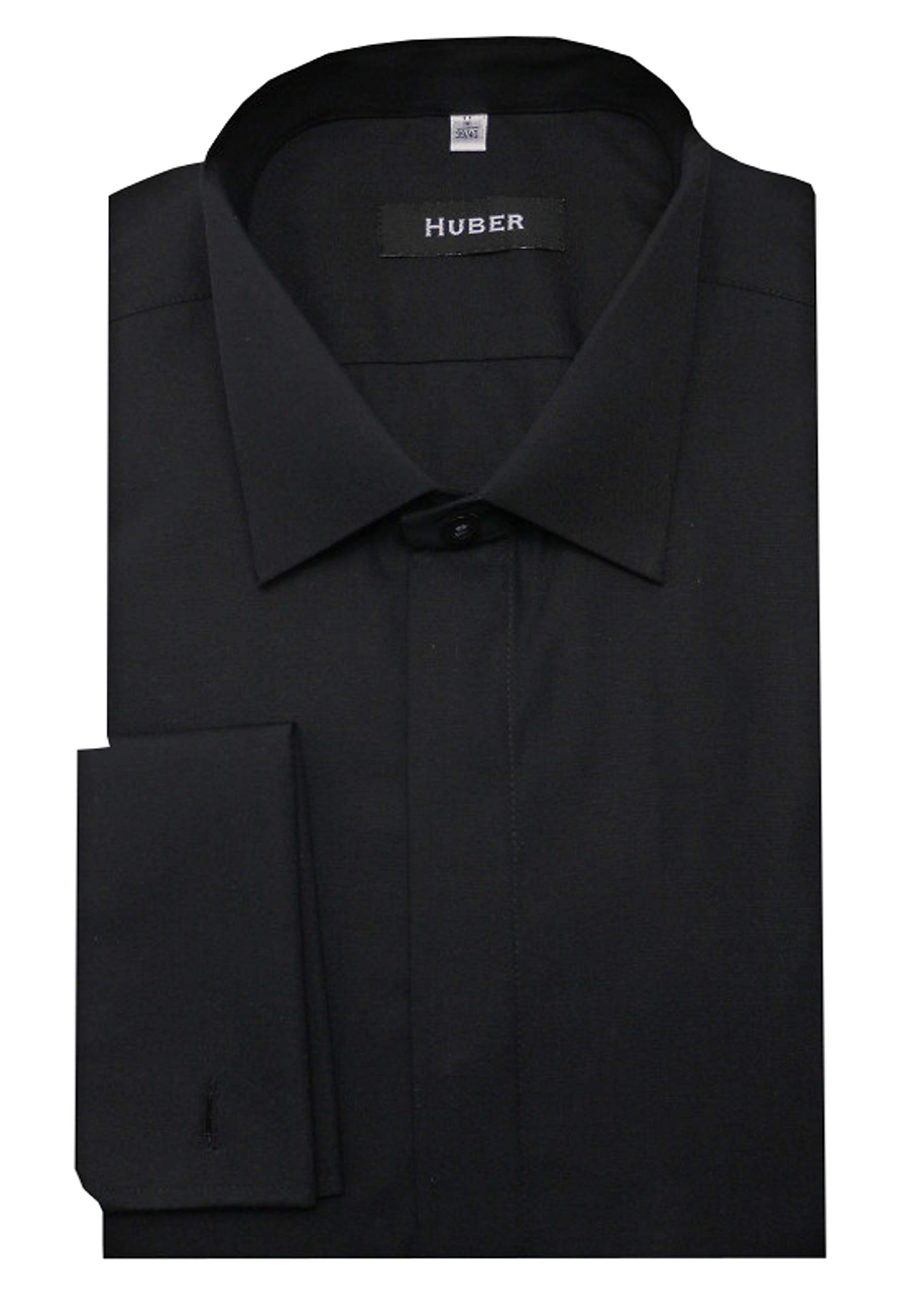HUBER Smokinghemd schwarz Kläppchenkragen HU-9022 Regular