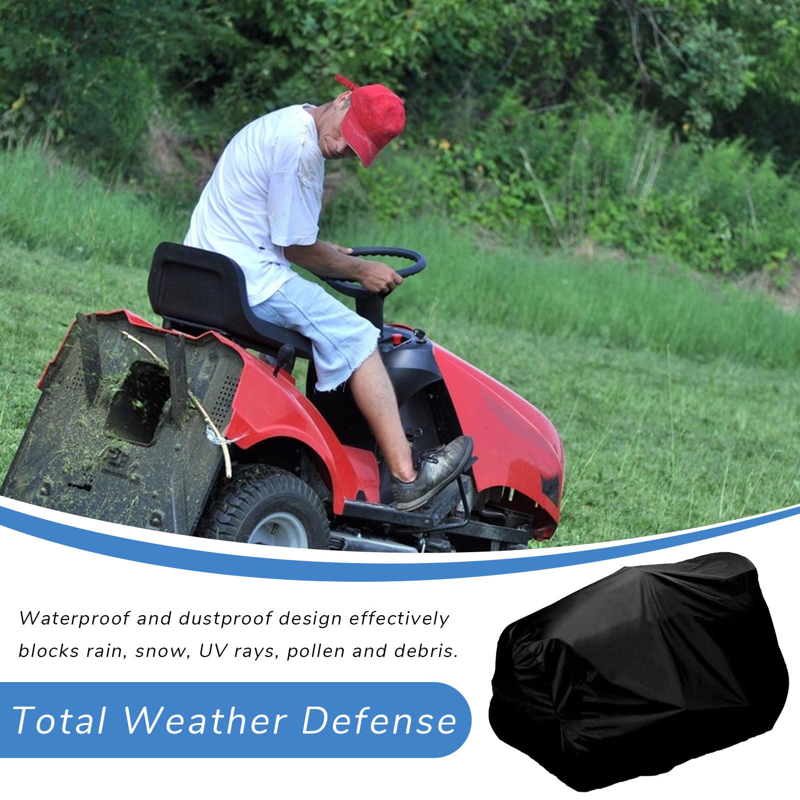 Cubierta de cortacésped, cubierta para cortacésped, cubierta para tractor de césped impermeable | Protectores resistentes a los rayos UV con bolsa de almacenamiento para exteriores, jardín