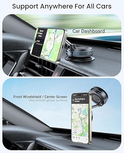 Miniatura 4 de Soporte magnético para teléfono con succión al vacío, soporte universal de doble cara para automóvil, hogar, superficie lisa, espejo, vidrio,