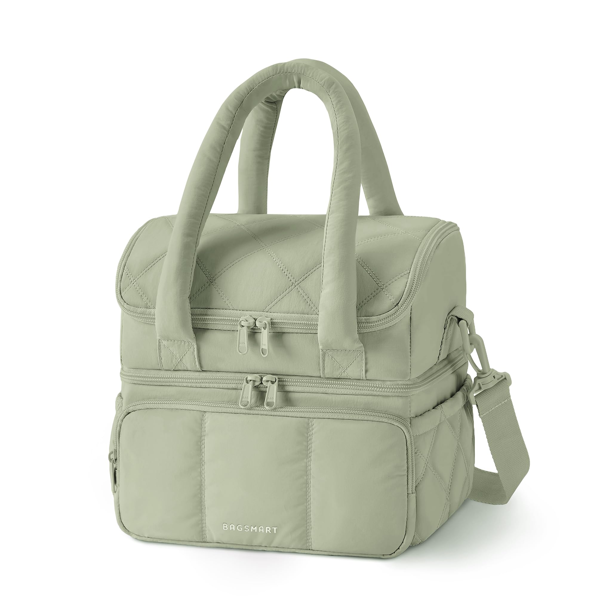 bagsmart Insulated Lunch Bags for Women, 6.7L Portable Lunch Box with Shoulder Strap Reusable Cooler Bag, Puffy Thermal Lunch Tote for Work/School/Picnic/Travel